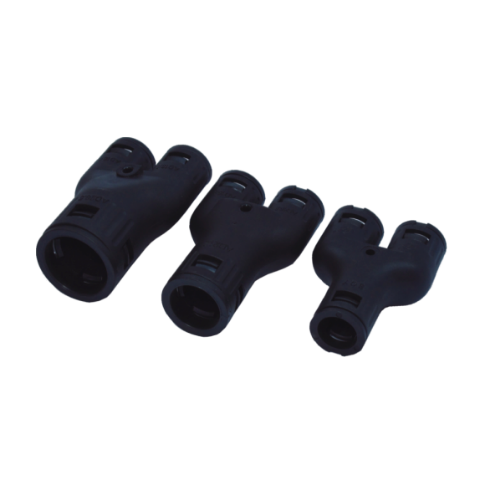 Y-conduit for nylon corrugated tubes